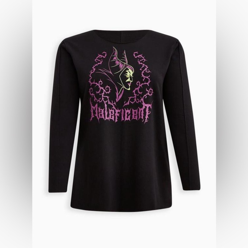 Torrid Disney Villains Tunic Sweater - Cozy Fleece Maleficent Black 1X (14-16)